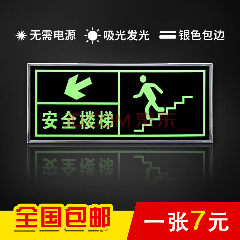 沛珊 安全出口指示牌夜光牆貼地貼安全通道標示疏散指示箭頭標誌貼紙