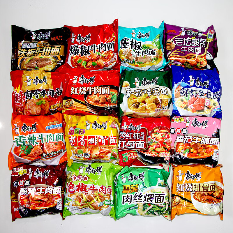 康师傅方便面袋装整箱泡面红烧香辣牛肉酸菜多口味组合混搭速食 鲜虾