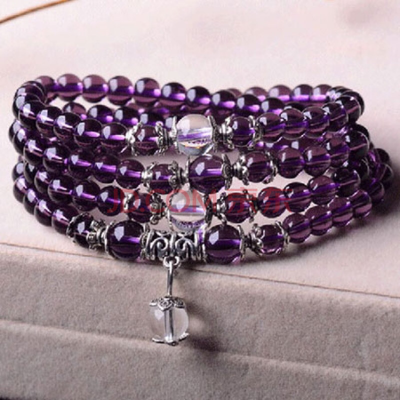 巴西天然紫水晶手链多圈女士款情侣同款颗手串送女友礼物滴水 紫水晶