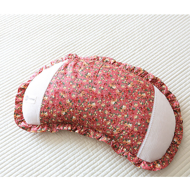 月牙枕 韩国荞麦枕头儿童纯棉墨菲软管护颈椎助睡眠纳米管月牙枕 豆红