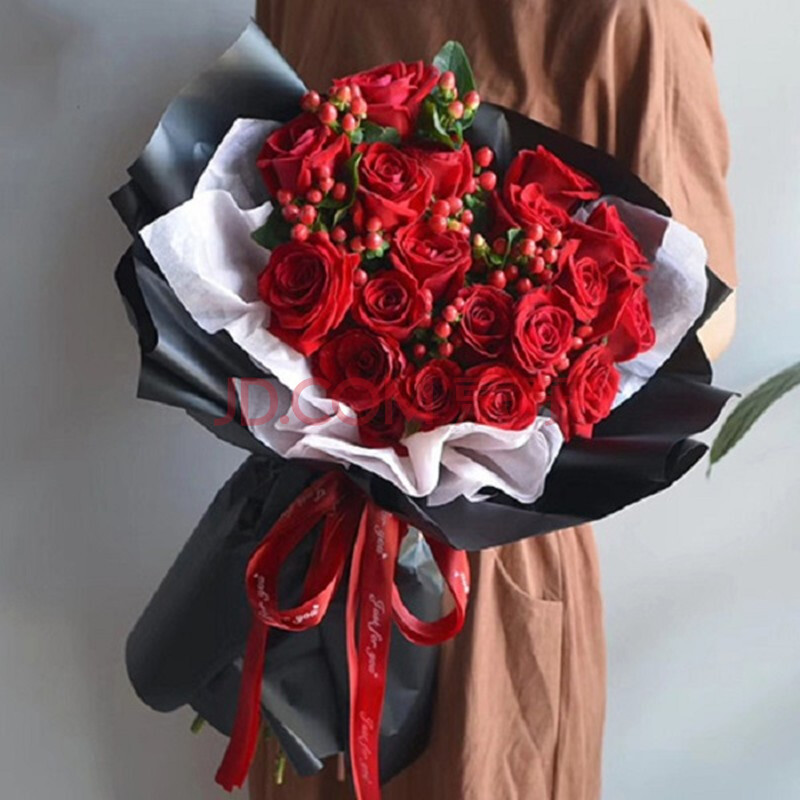 速递同城上门表白送女友生日礼物北京郑州上海佛山 19朵红玫瑰鲜花束