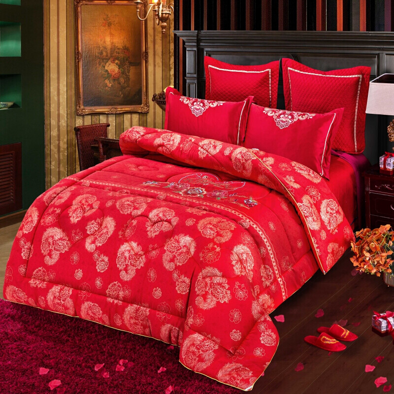 婚庆被芯 结婚喜事大红被子双人喜被新婚陪嫁整张羽丝绒被芯结婚嫁妆