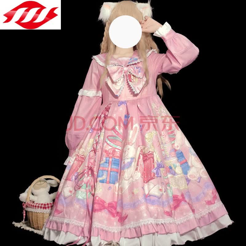 xblgx设计lolita名媛派对洋装海军领长袖op连衣裙女zw 粉色 均码