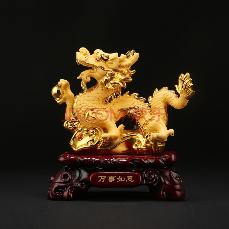 吉善堂 招财祥龙摆件生肖龙金龙工艺品办公室家居客厅酒柜电视柜装饰