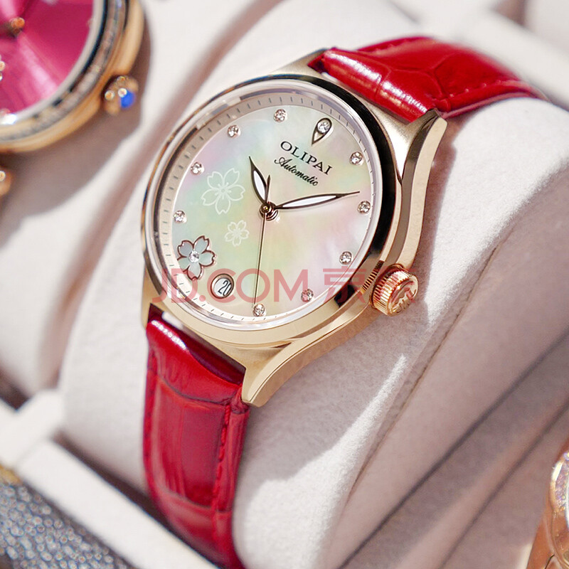 欧力派(olipai)名牌女士手表女全自动机械表真皮带时尚品牌简约气质