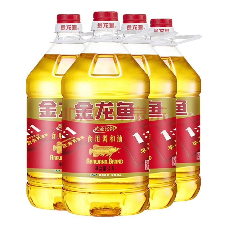 金龙鱼黄金比例食用植物调和油4l/桶*4共16l 食用油 营养健康 家用