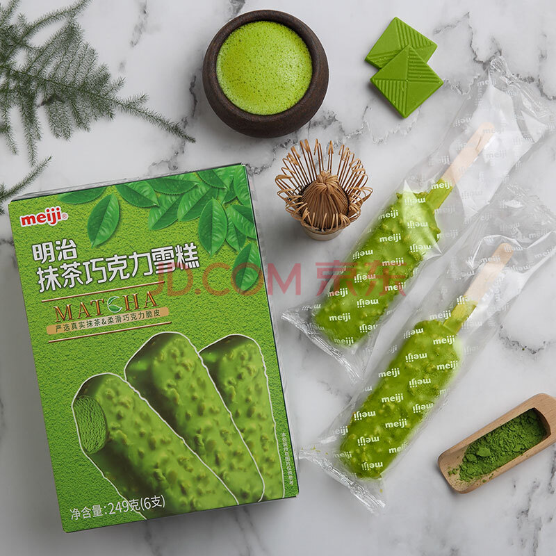 明治meiji 抹茶巧克力脆皮雪糕彩盒装冰淇淋 249g*6支 雪糕 抹茶