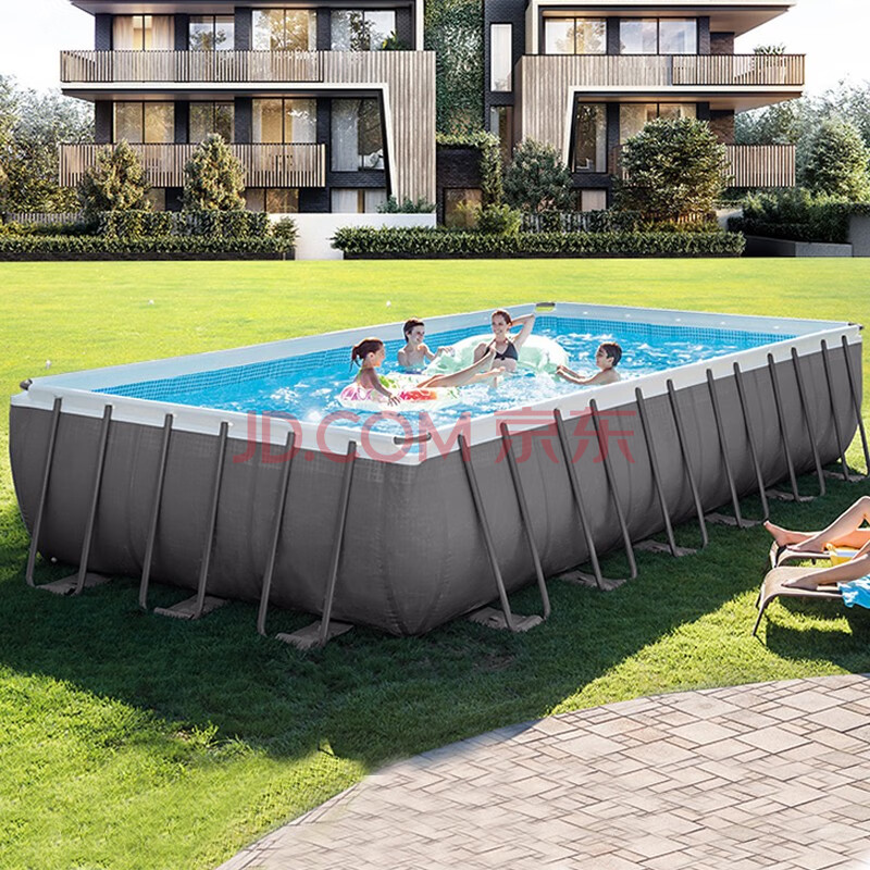 intex 新26788长方形四米管架水池套装 游泳池家庭泳池戏水池可移动