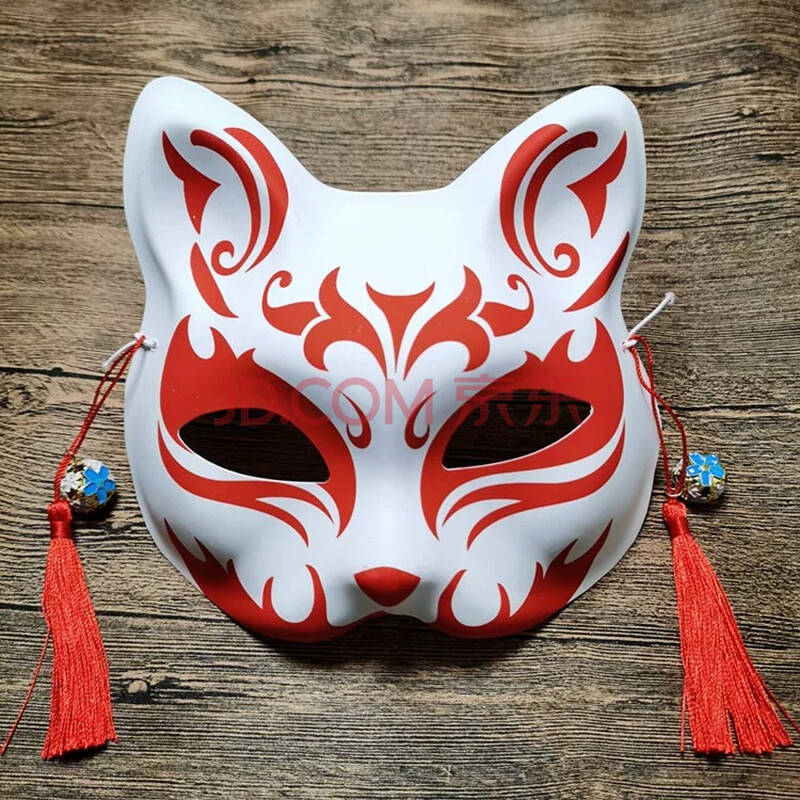 风狐狸面具半脸猫面饰万圣节表演用品抖音网红同款日式手绘彩绘动漫