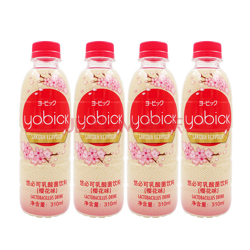 悠必可(yobick)日本品牌樱花味乳酸菌酸奶饮品310mlx4瓶 家庭聚会办公