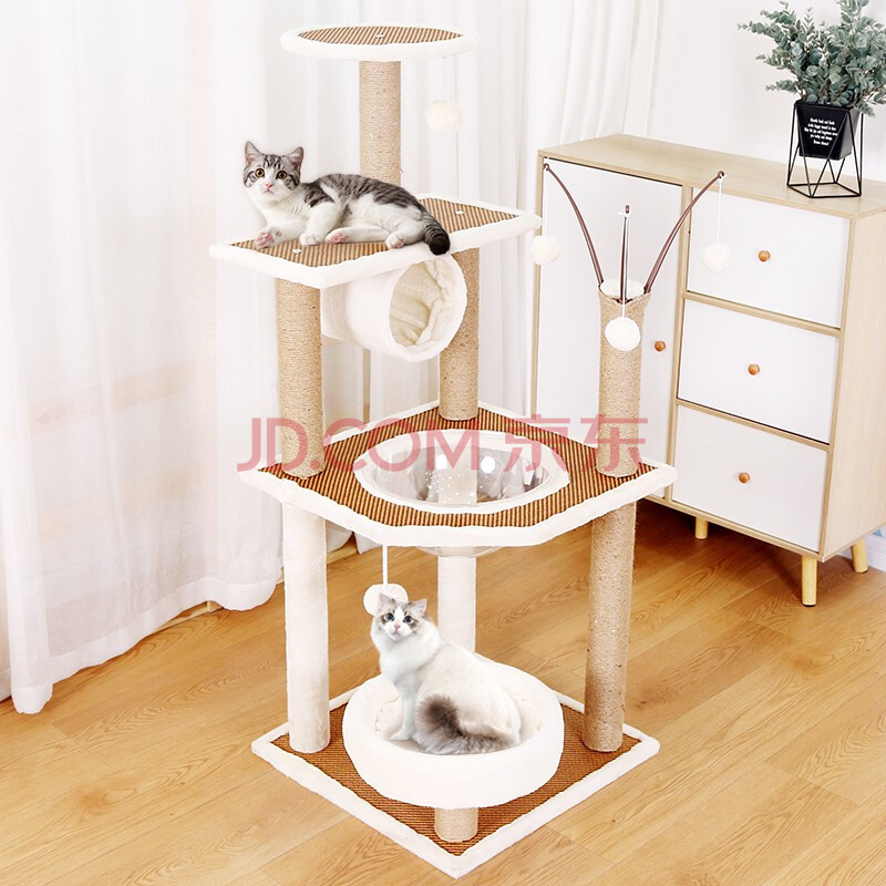 憨憨宠 猫爬架 大型豪华多层猫架子剑麻猫抓柱透明太空舱猫窝带跳台猫