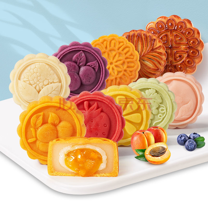 鲜果月饼组合60g*3枚冰皮水果月饼蛋黄莲蓉糕点流心奶黄 鲜果多多