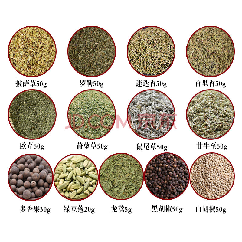 【新品 不满意包退】西餐香料 牛至披萨草罗勒叶碎粉百里香欧芹干