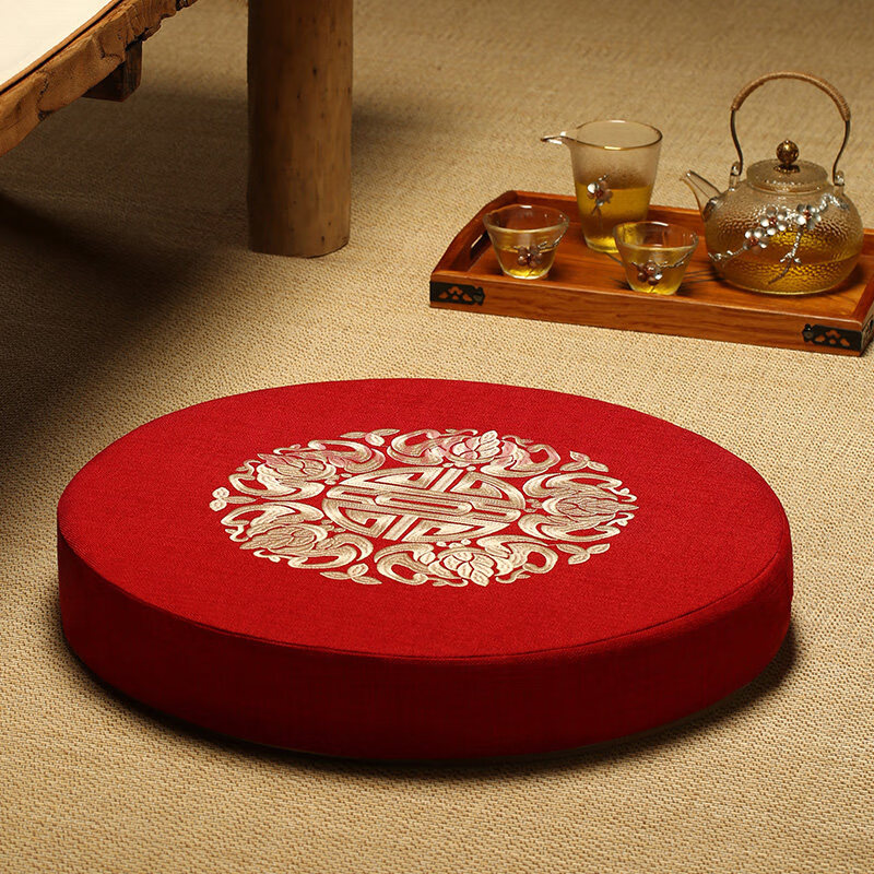 新中式跪垫 跪垫拜垫结婚用品中式喜庆红色婚庆家用圆形加厚改口敬茶