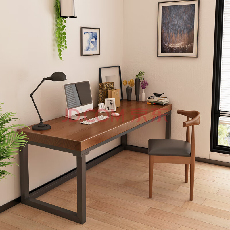 builoft简易台式电脑桌实木办公桌北欧家用卧室办公写字台简约长条书