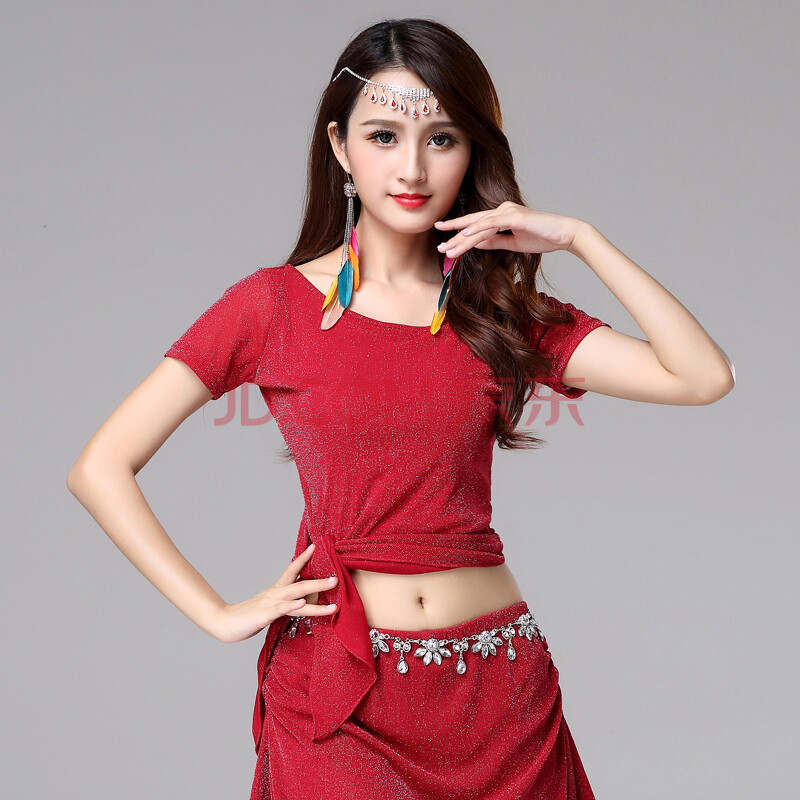 肚皮舞练功服性感2020新款上衣女成人大码演出服练习东方舞蹈服装 酒