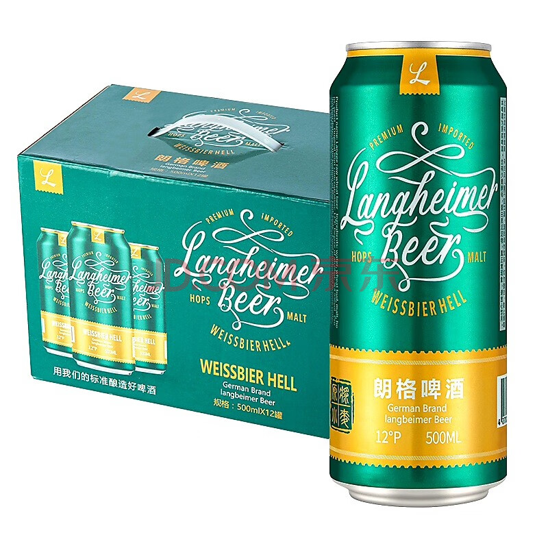 朗格啤酒 德式精酿风味原浆小麦白啤酒500ml*12听