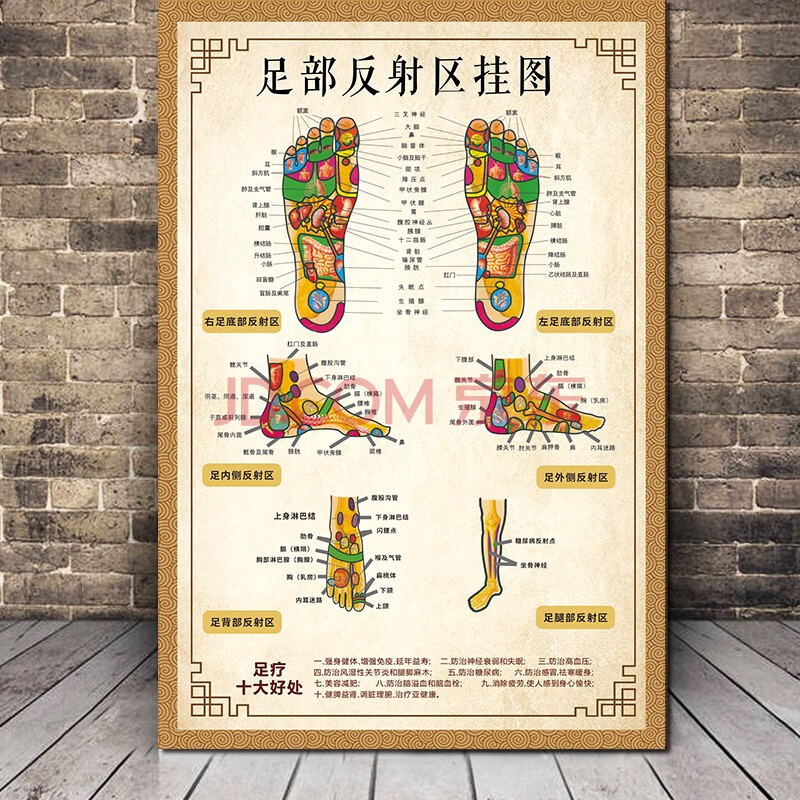 【新品】足療店足底按摩穴位圖足部反射區掛圖足底穴位圖腳底腳部經絡