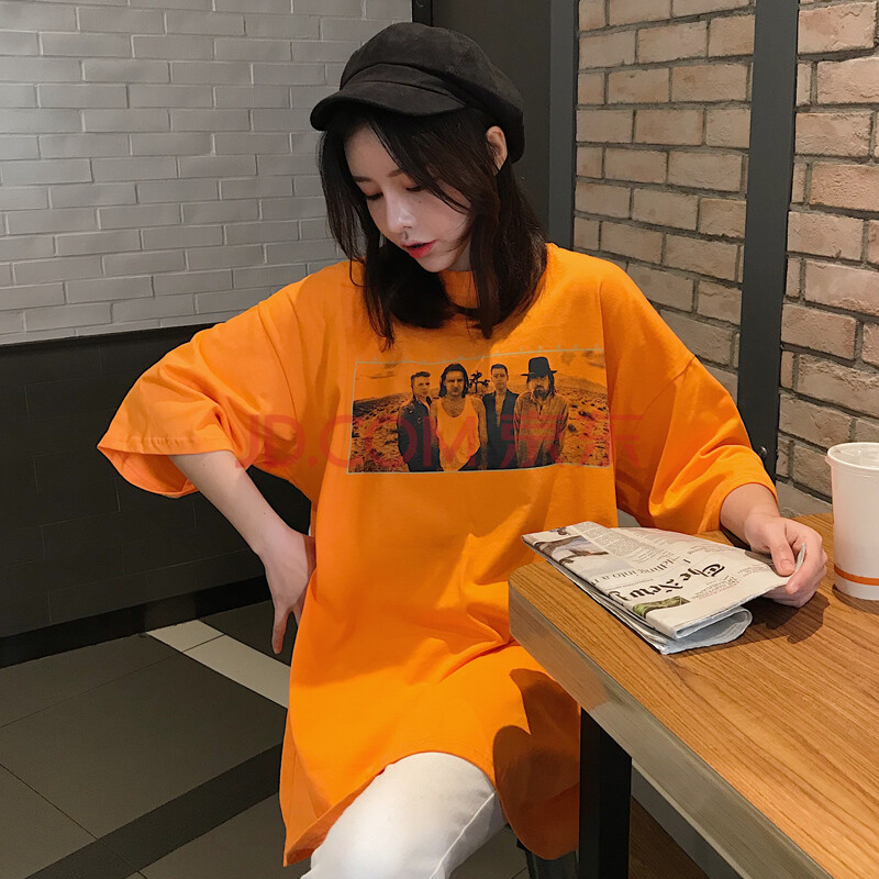 娇诗茹 chic港味ins短袖t恤女夏宽松韩版怪味原宿风丧系oversize百搭