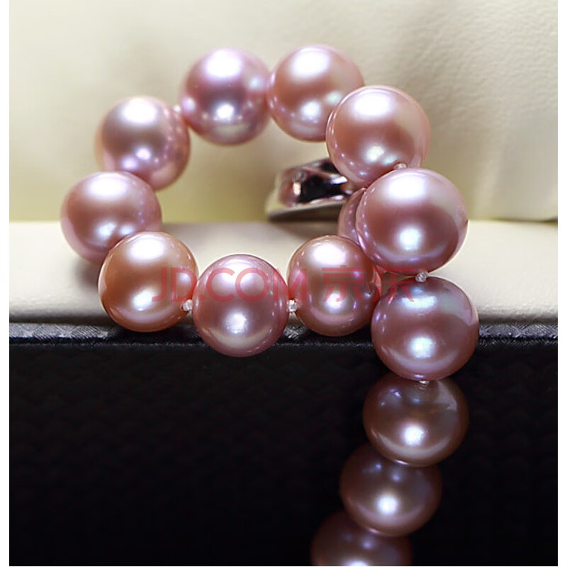 珍珠手链珍珠淡水强光正圆无暇16mm以上紫色女 紫色8-9mm 21cm