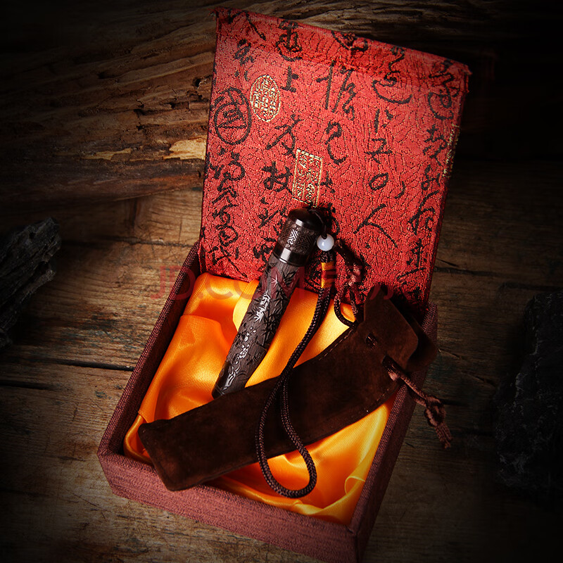 吹一吹网红电弧打火机充电古代创意防风个性男士送男友 黑檀木火折 梅