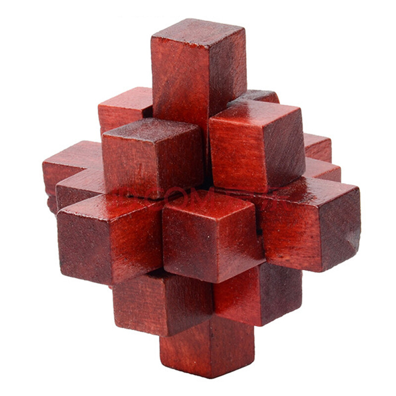 孔明锁鲁班锁套装 古代传统木质九连环解锁玩具 彩色小孩子儿童成年