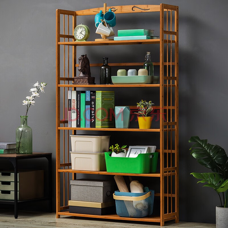 储物架实木书本架花架客厅卧室落地收纳架木质杂物架货物架仓储家用架
