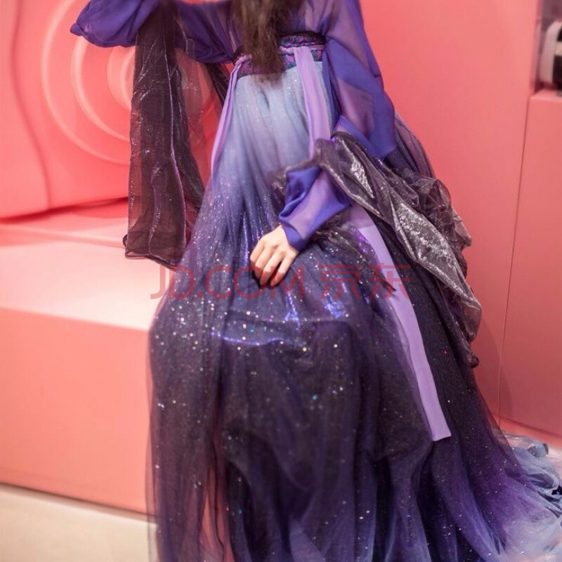 山海集汉服原创汉服星空系列紫色齐胸襦裙北极星风夜未央亮闪 上衣 s