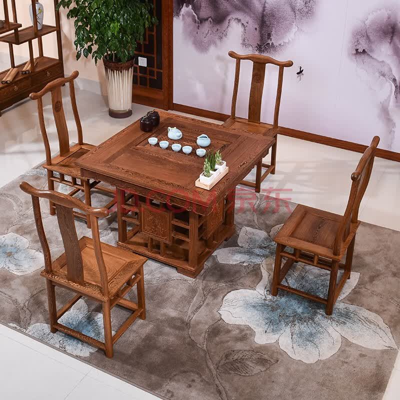 承古堂红木家具非洲鸡翅木(学名:非洲崖豆木)方茶桌实木中式小茶台正