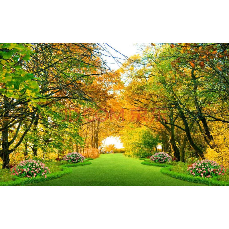 壁纸自粘田园3d立体风景山水墙贴大自然客厅仿真背景墙面装饰品画 横