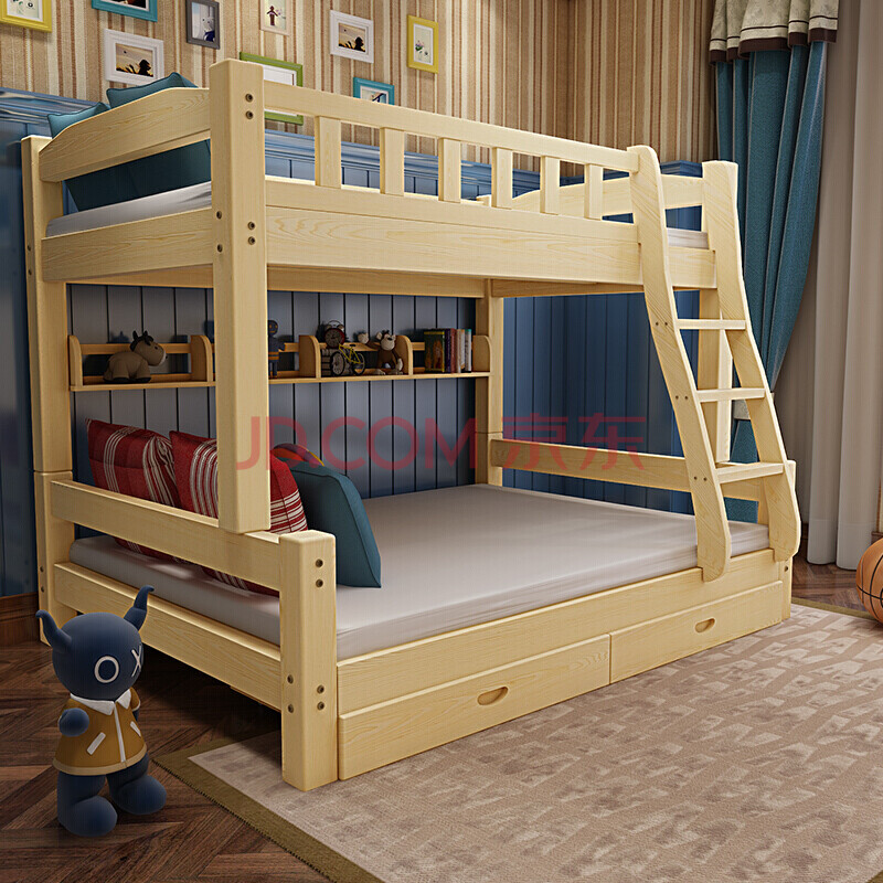 实木床上下床高低床母子床双层床上下实木床上下铺-定制 上80下100