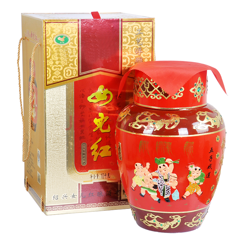 女儿红绍兴黄酒十八年陈工艺浮雕花雕酒酒可珍藏保存10kg