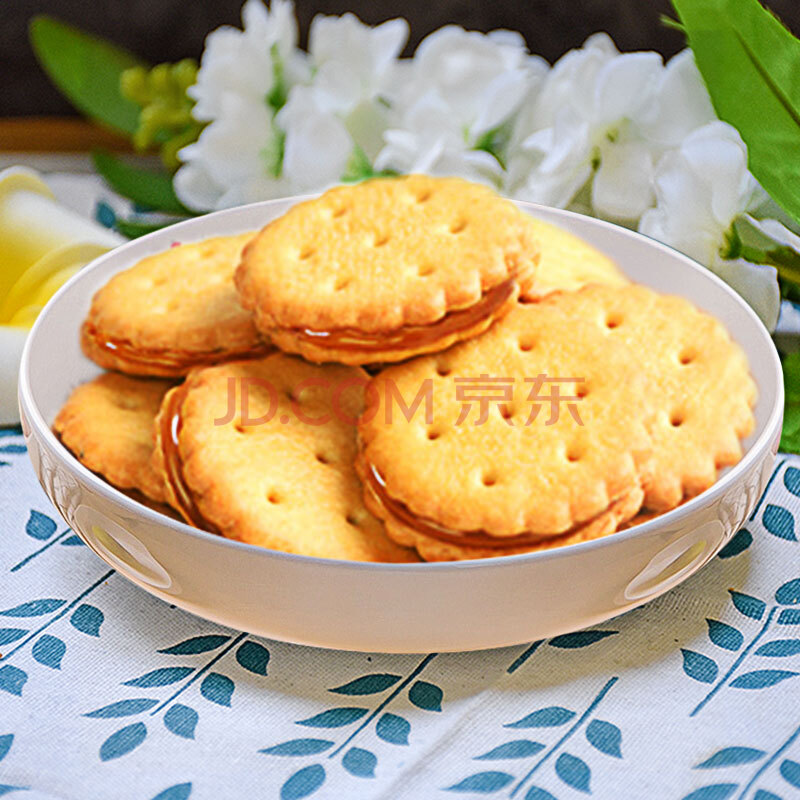 卜珂零点麦芽饼干咸蛋黄味108g*2袋小圆饼夹心网红黑糖休闲零食