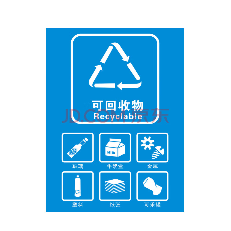 cm】垃圾桶分类标识贴纸不可回收厨余干湿有害其他垃圾标志标签提示牌