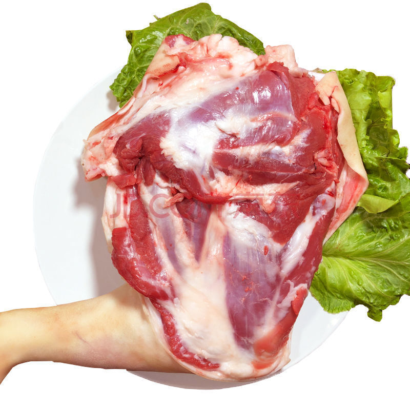 新鲜带皮羊排羊肉羊腿羊后腿肉生山烧烤肉羊头 羊腿 带皮 4斤