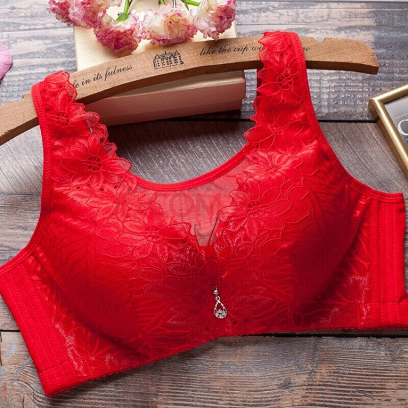 女式内衣胖mm大胸显小全罩杯薄款大码收副乳无钢托文胸 红色 80b