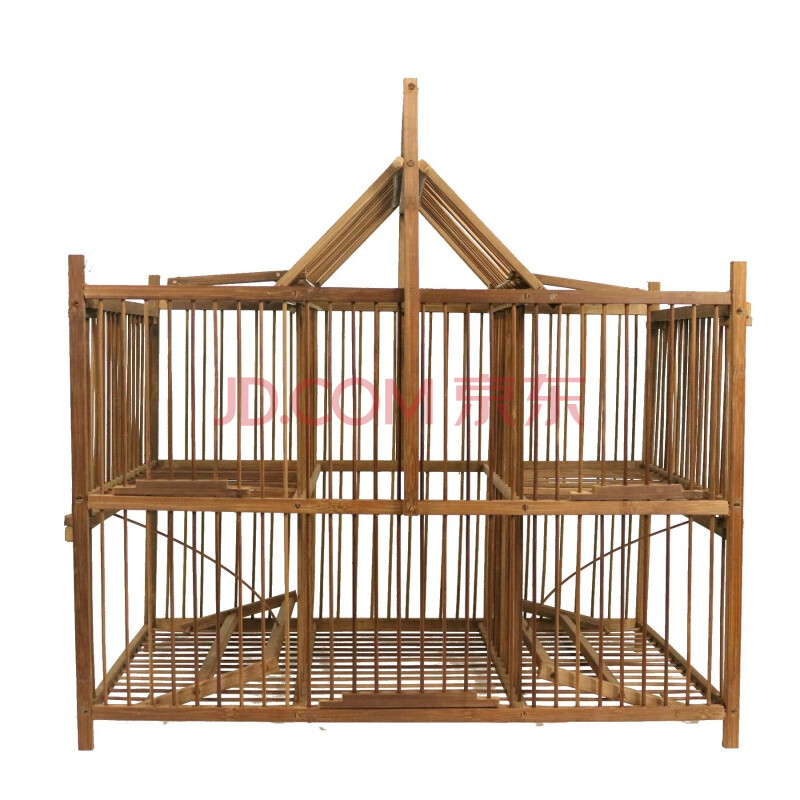 竹制自动鸟笼蜡嘴画眉麻雀八哥伯劳打踏养拍翻转笼竹制 碳化四机关