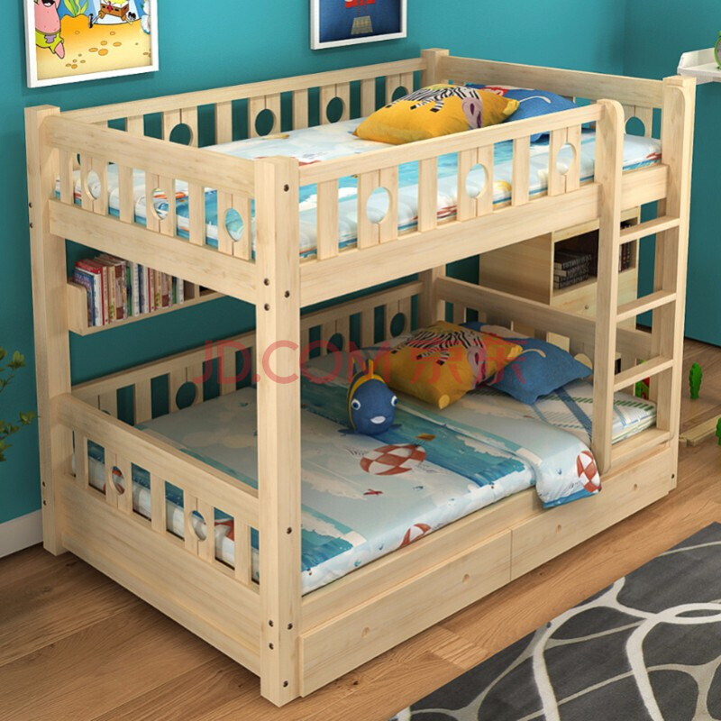 实木床松木床上下铺双层床直梯梯柜上1米下1米上1.2米下1.