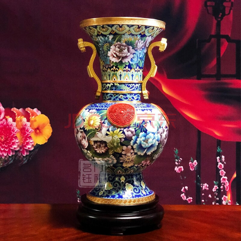 名門鈺禮 《中華榮耀尊》景泰藍花瓶紫銅掐絲琺琅擺件戴嘉林丁明鴻