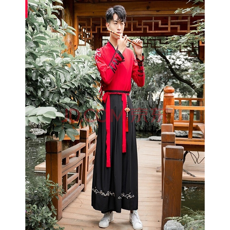 2019新款 男裝漢元素男漢服學生日常漢服魏晉風交領襦裙套裝日常中國