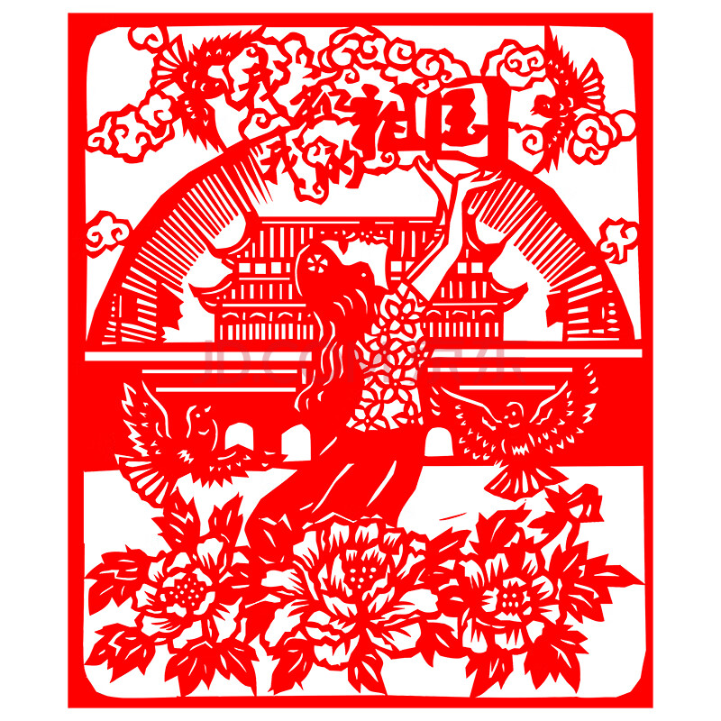 爱祖国剪纸儿童幼儿园国庆节日剪纸装饰画 我和我的祖国2 8k(26*37cm)