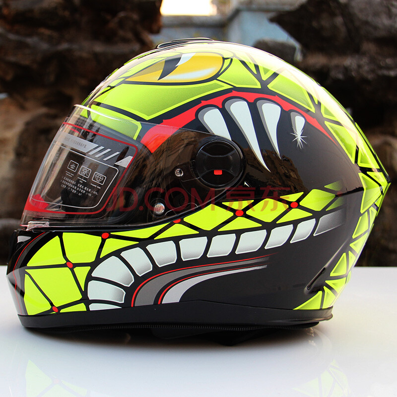 防雾头盔女四季全覆式卡丁机车跑盔 966黑黄红15#眼镜蛇配透明镜片 m