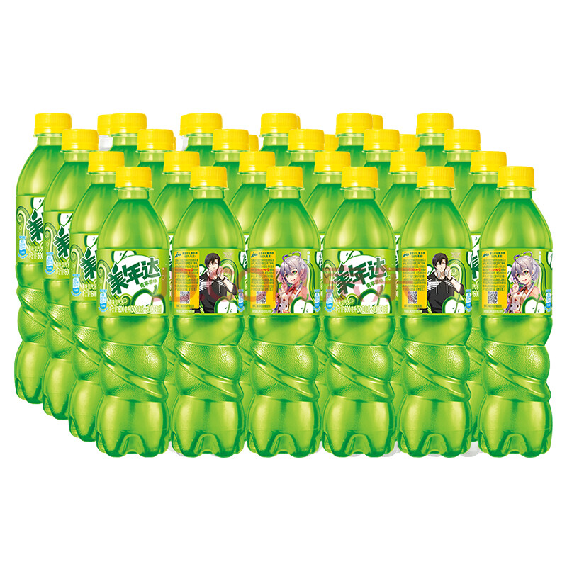 百事可乐美年达 青苹果味 果味型汽水(500ml 100ml)*24瓶(新老包装