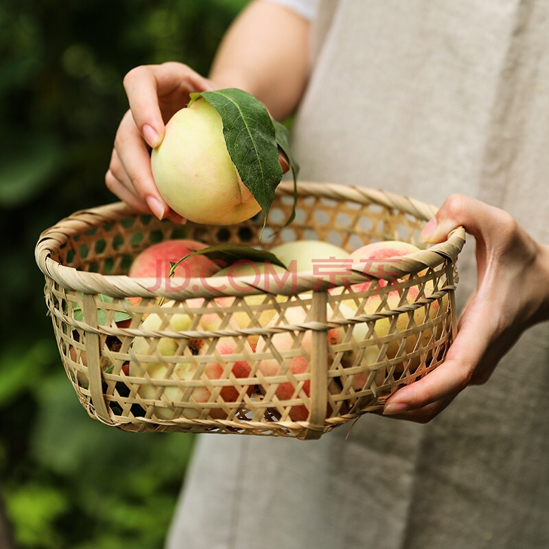 肆月东篱 天然藤编果篮 北欧复古家用客厅竹编面包筐厨房菜篮子 三