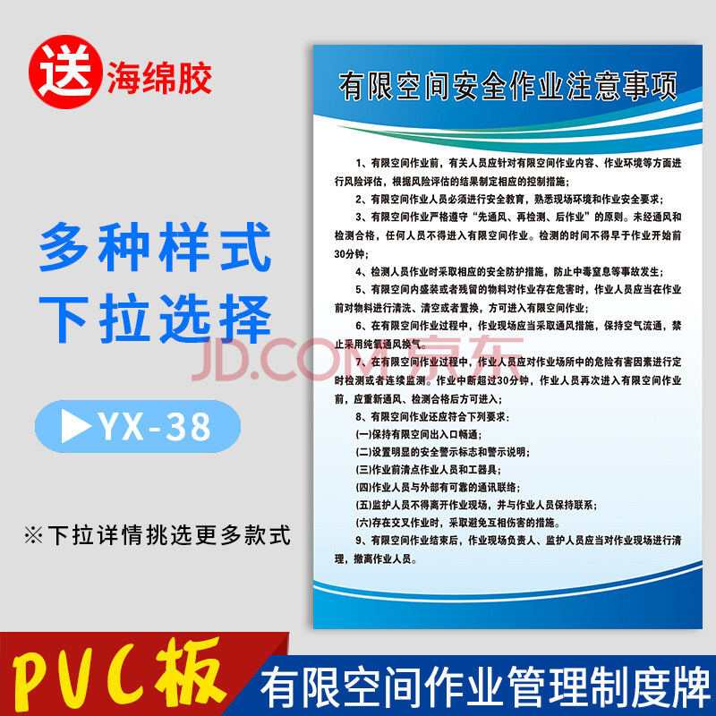 有限空間作業現場安全管理制度牌 受限空間操作規程應急管理安全生產