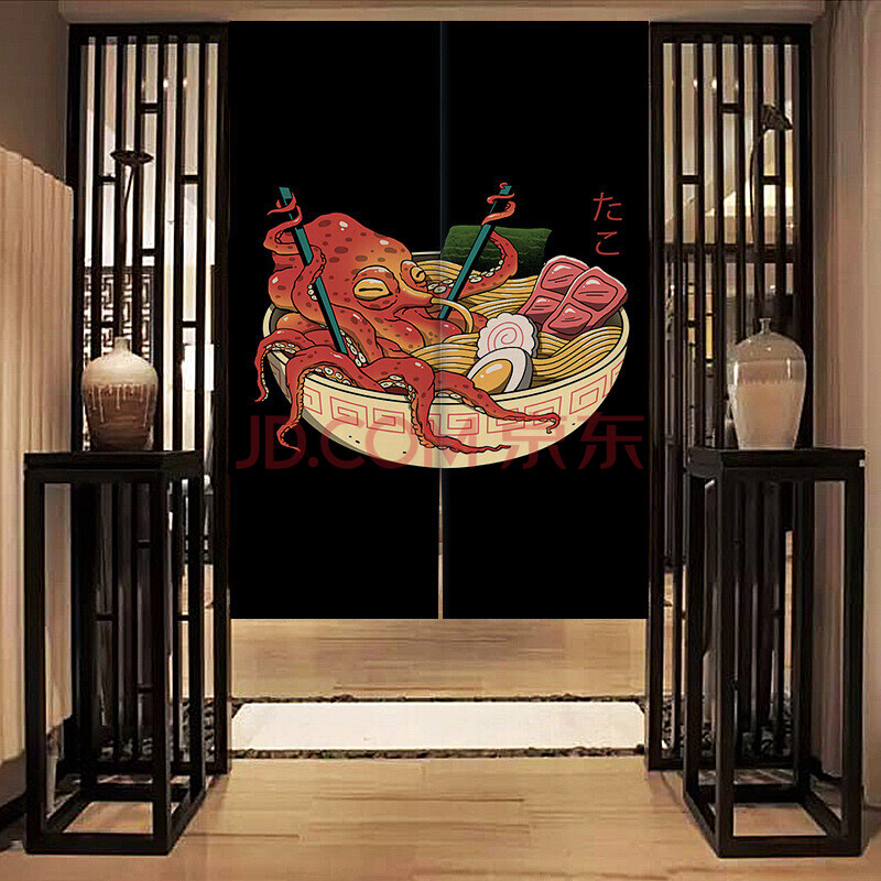 日式门帘布艺隔断帘和风半帘日本厨房对开遮光双面饭店免打孔定制