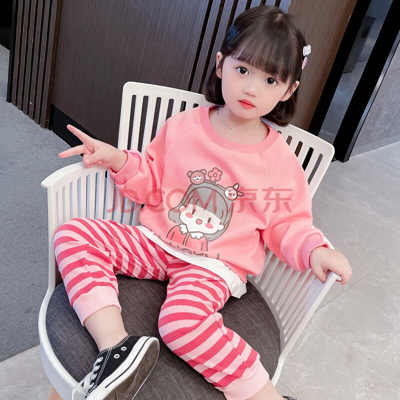 儿童套装春季新款1-2-3-4-5岁女宝宝衣服可爱小女孩长袖圆领两件套 小