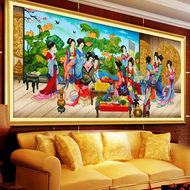 砖石画满钻12美女红楼梦十二金钗十二美女成品十字绣新款5d魔方钻石画