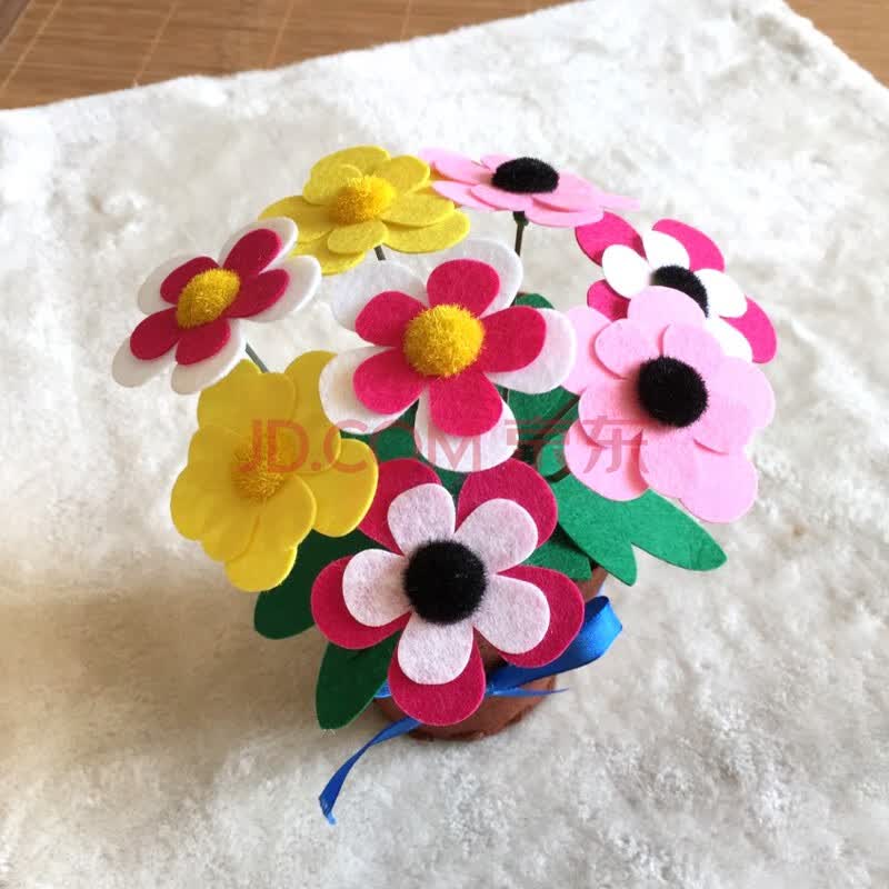 不织布花盆栽 幼儿园免裁剪无纺布手工花diy制作材料包礼物 太阳花