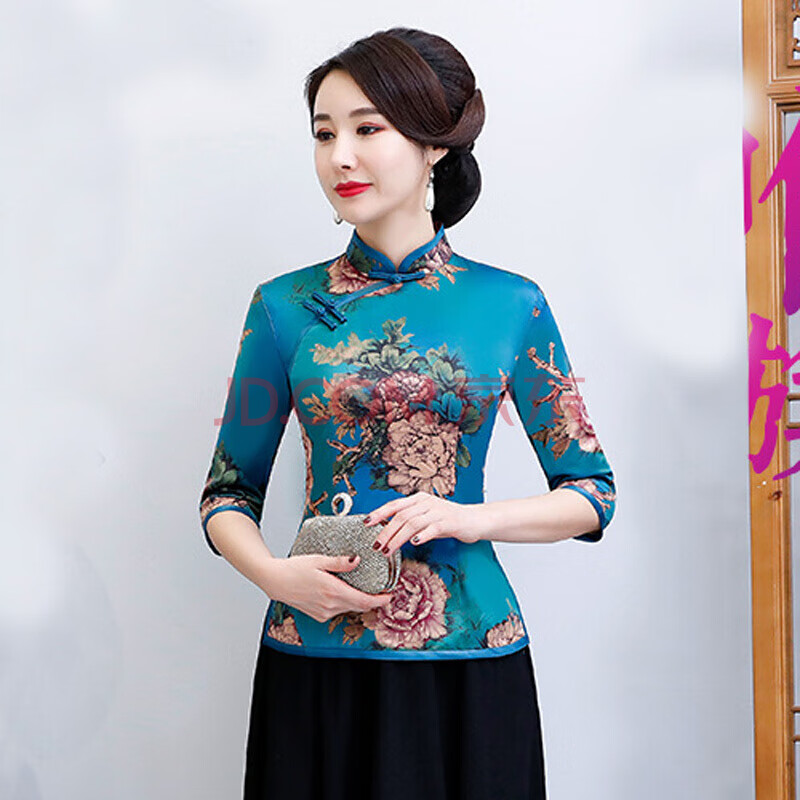 中国风香云纱中老年旗袍上衣改良唐装套装复古汉服两件套春夏女装
